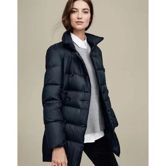 Theory Black Down Puffer Coat Jacket Medium Parka Size M - Picture 1 of 16